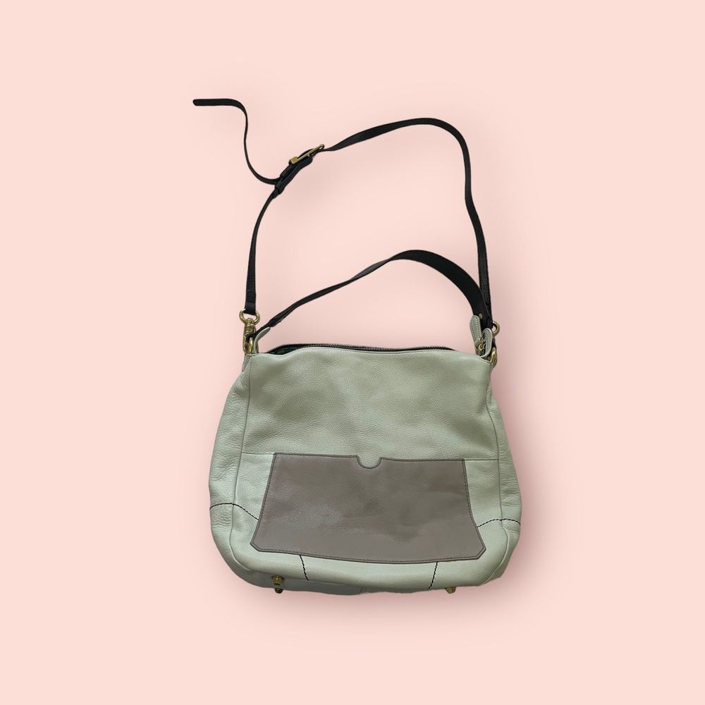 orYANY "Adele" Ice‎ Blue and grey Pebbled Leather Hobo Shoulder Bag Purse